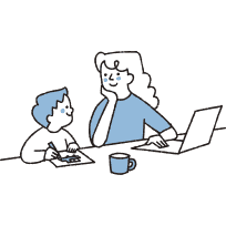 海外留学を検討する親子のイラスト