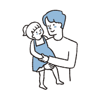 将来のキャリアについて思案している父親と娘のイラスト